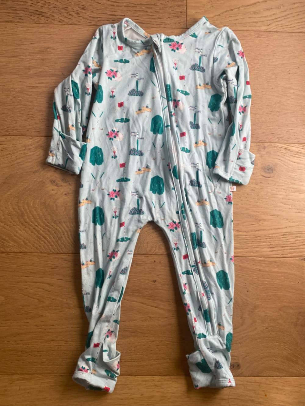 SweetHoney Light Blue Masters Golf Printed Kids One-Piece zip Pajamas 9m FAIR